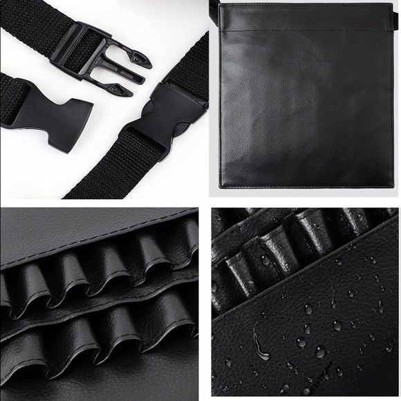 Hairdresser Makeup Apron Faux Leather 1 Pc Multi-Pockets Adjustable Strap - Picture 5 of 6